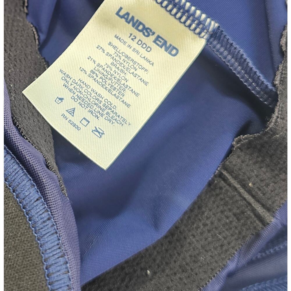 Lands end 12 DDD navy one peice full coverage swim suit modest minimalist EUC - Picture 4 of 7